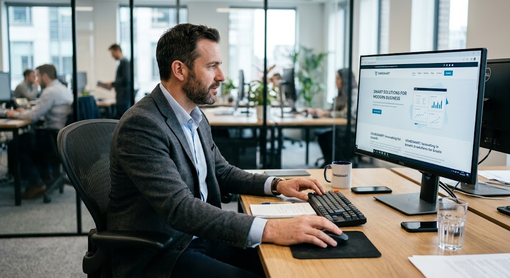 A user working with VSMESmart in the office